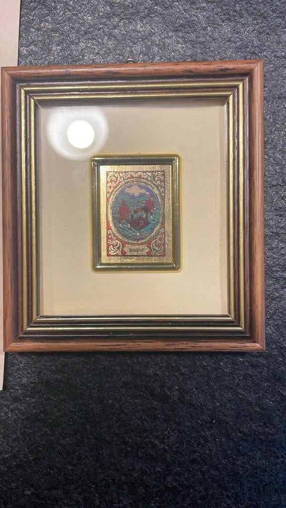 Miniatuur lithografie op bladgoud 23kt, Antiek en Kunst, Ophalen
