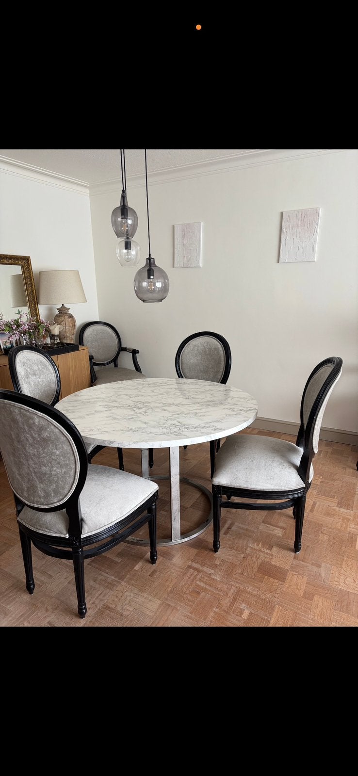 6 medaillon / Louis XVI stijl eetkamer stoelen, Maison & Meubles, Chaises, Comme neuf, Cinq, Six Chaises ou plus, Bois, Noir