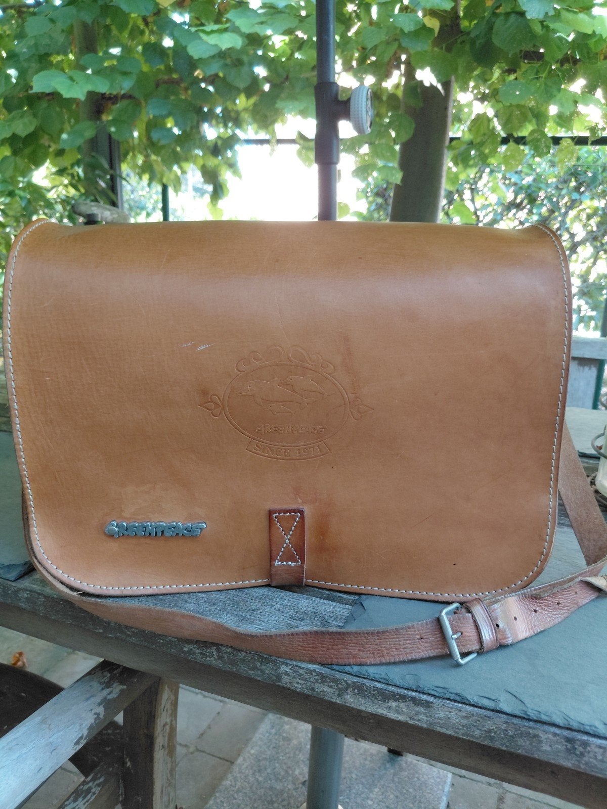 Sac à bandoulière/cartable ou sac équestre en cuir tanné, Enlèvement ou Envoi, Utilisé, Sac à bandoulière