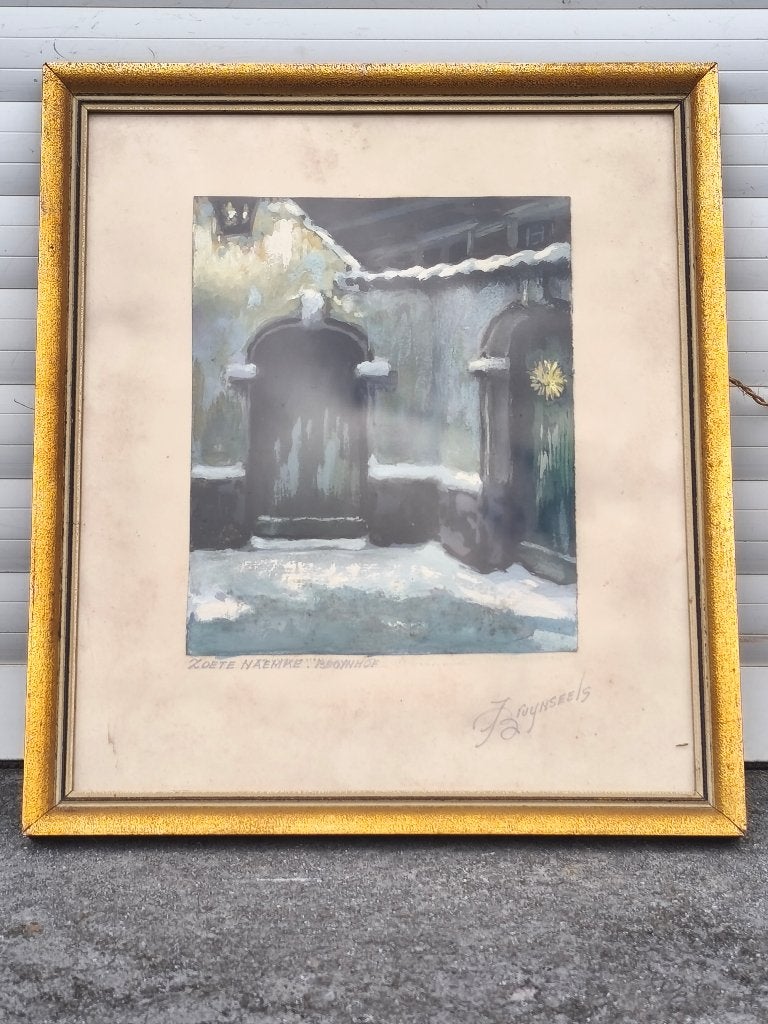 Huile sur carton zoete naemke signe j bruynseels, Antiek en Kunst, Ophalen of Verzenden