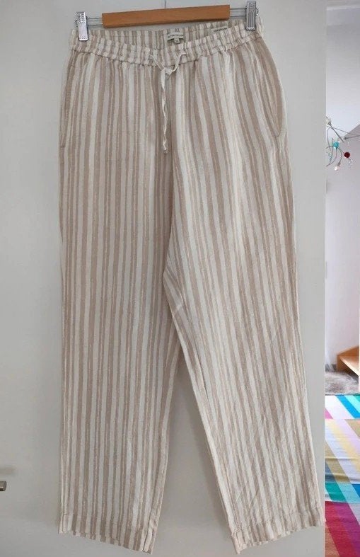 Lange linnen broek, Tom Tailor, maat 38, Kleding | Dames, Broeken en Pantalons, Maat 38/40 (M), Beige, Zo goed als nieuw, Lang