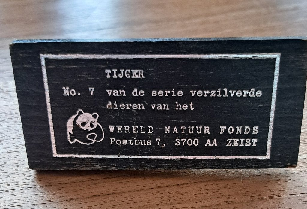 Verzilverd beeldje tijger wereld natuurfonds, Ophalen of Verzenden, Zo goed als nieuw, Dier