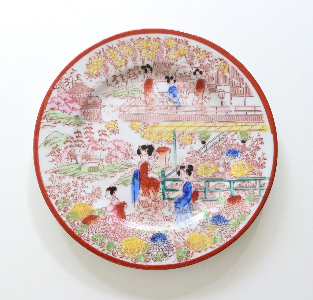 Vintage Hand-Painted Japanese Decorative Plate Kutani, Ophalen of Verzenden