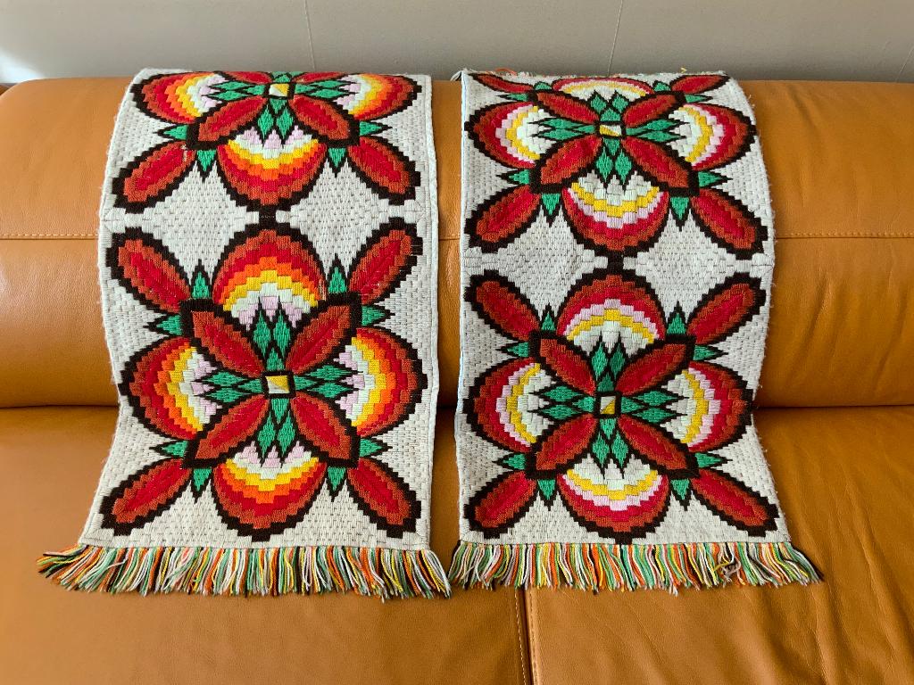 Carpettes vintage multicolores des années 70, 100 à 150 cm, Enlèvement ou Envoi, Vintage, Rouge