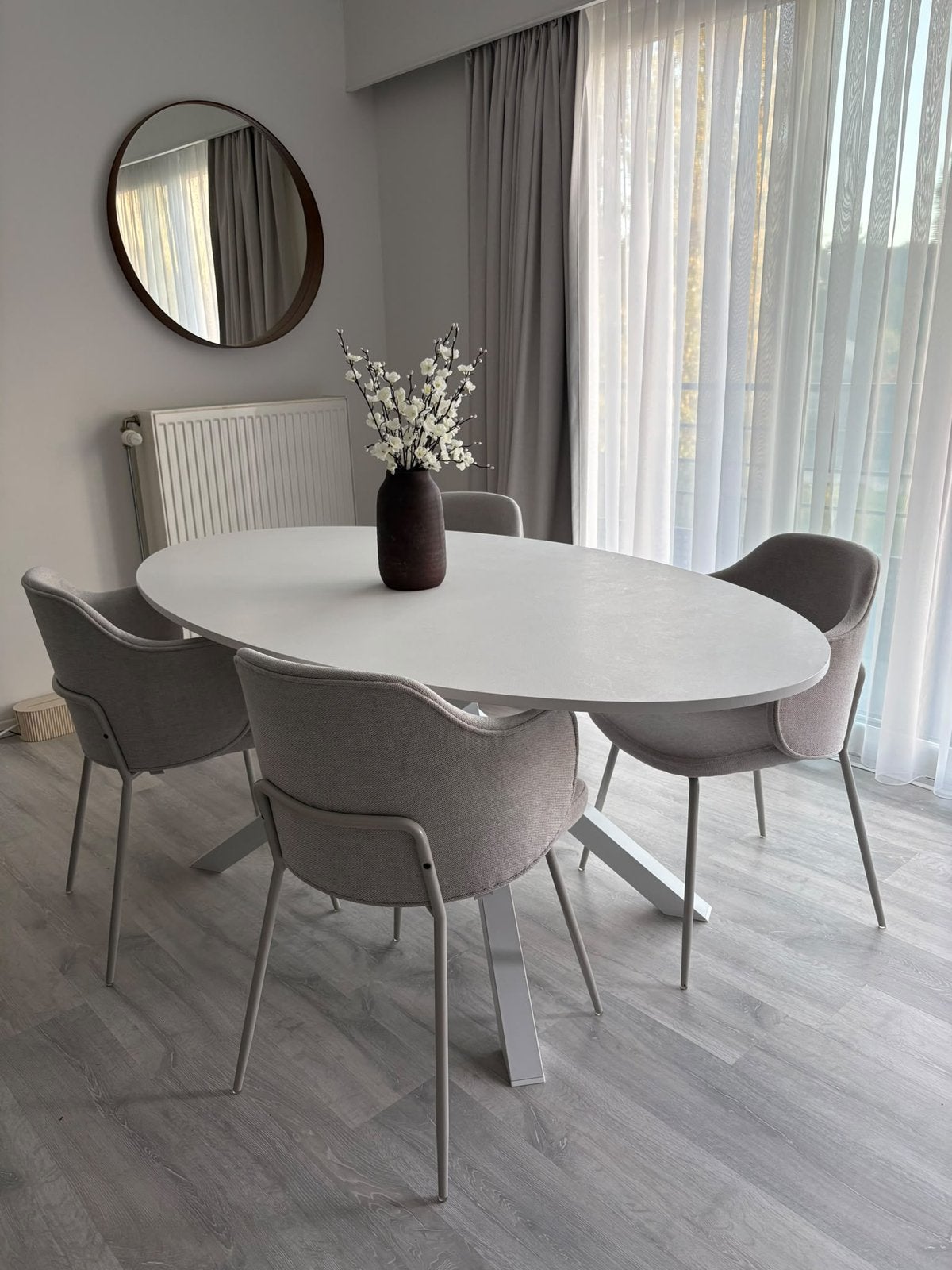 Table a manger avec chaises, Maison & Meubles, Enlèvement, Comme neuf, Gris
