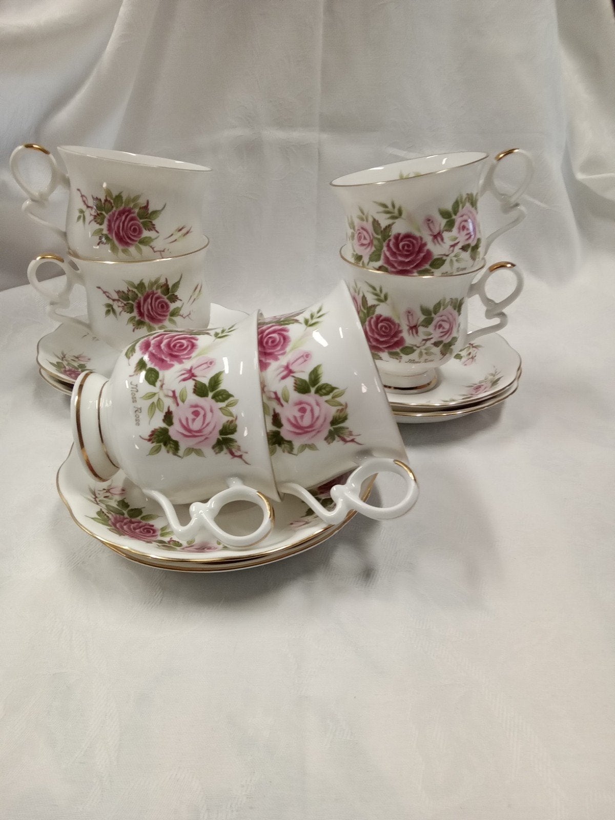 6 Dames kop en schotels, Royal Ascot, "Moss Rose"., Ophalen of Verzenden