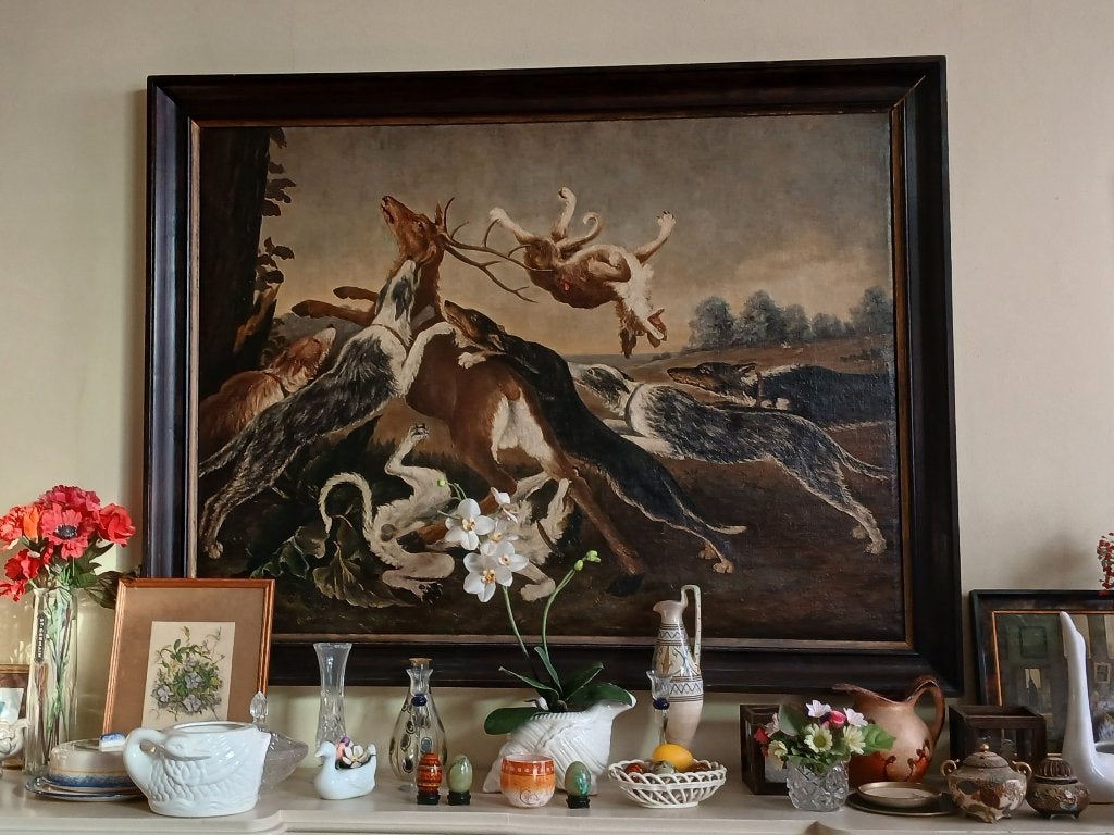 Scène de chasse.Copie de "chasse au cerf" de Paul de Vos, Enlèvement, Tableau, Autres techniques, Fait main