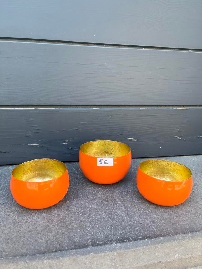 3 theelichthouders, Ophalen of Verzenden, Zo goed als nieuw, Oranje