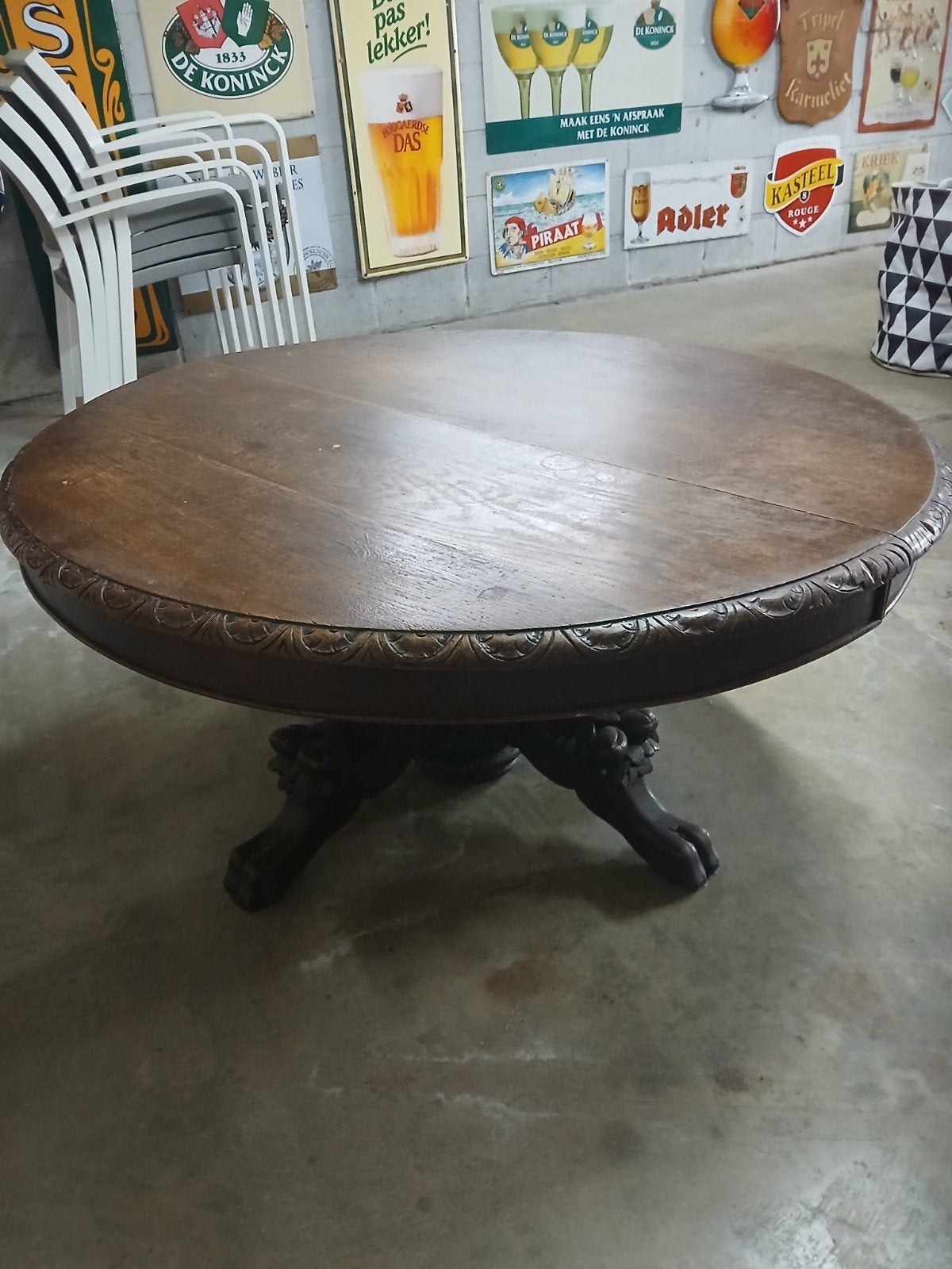 antieke ovale salontafel, Ophalen