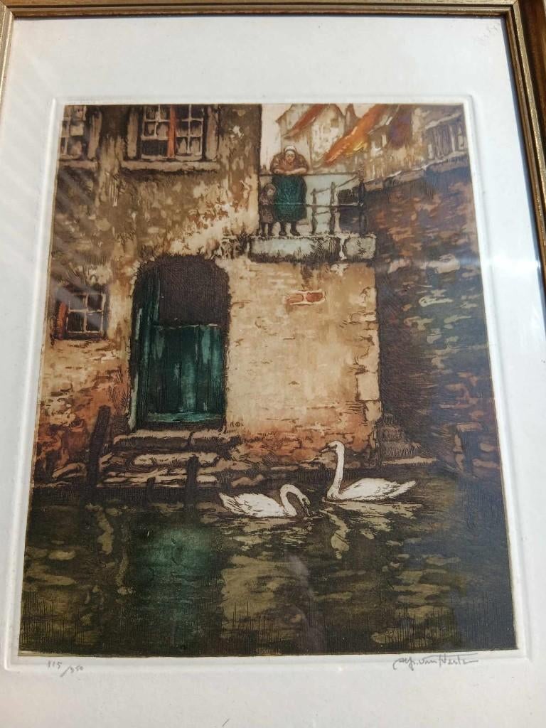 ets gesigneerd Alfred van Neste, Antiek en Kunst, Kunst | Etsen en Gravures, Ophalen of Verzenden, Ets, Gesigneerd