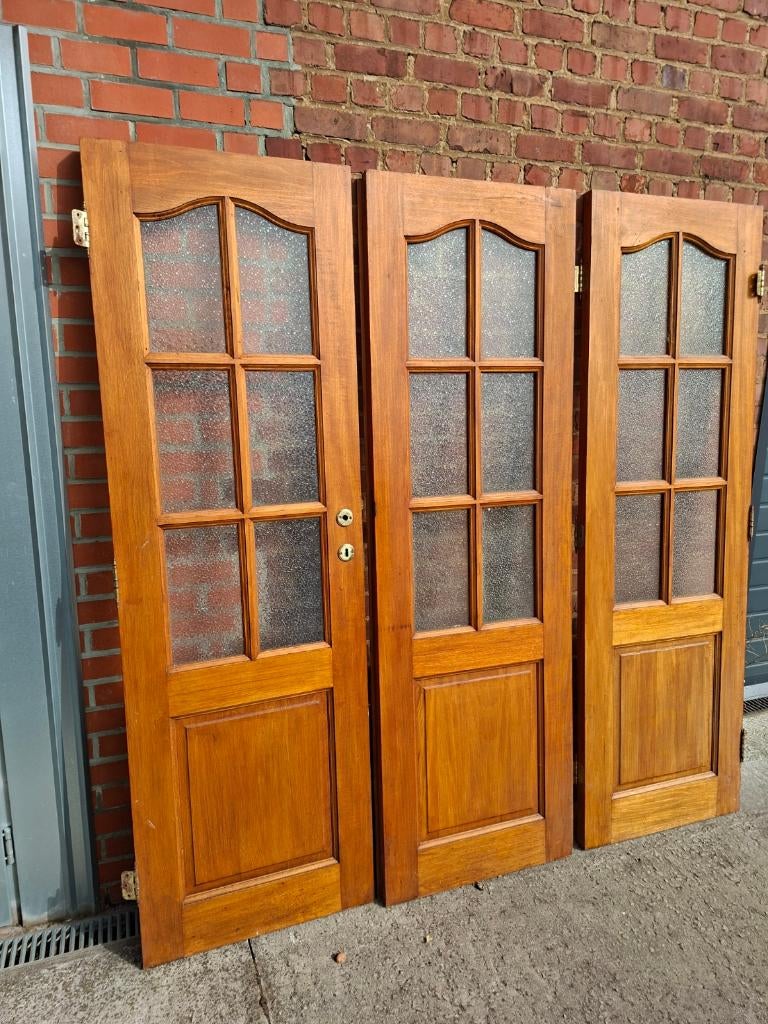 Triptique de portes d'intérieur vitrées, Bricolage & Construction, 160 cm ou plus, Enlèvement, Utilisé, Moins de 80 cm