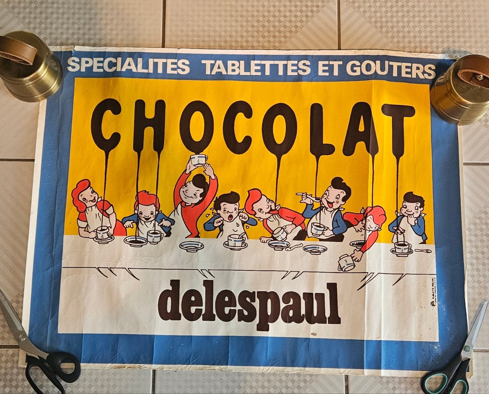 ancienne authentique affiche chocolat delespaul 1960, Collections, Enlèvement ou Envoi