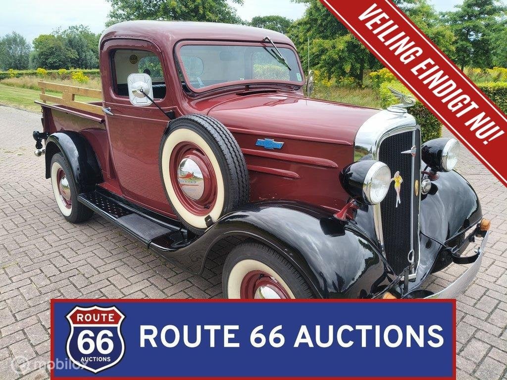 Chevrolet Model FB Half-Ton Pickup | 1936 | Route 66 Auction, Auto's, Chevrolet, Zwart, Bedrijf, Handgeschakeld