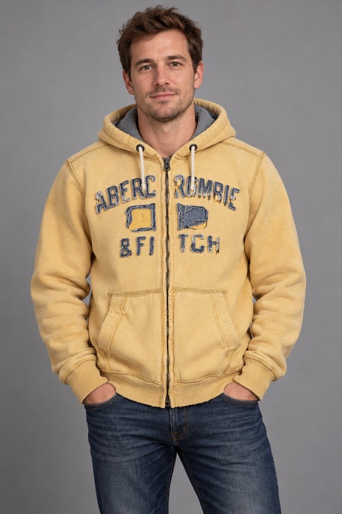Abercrombie & Fitch gele hoodie met rits XL, Enlèvement ou Envoi, Porté, Taille 56/58 (XL)
