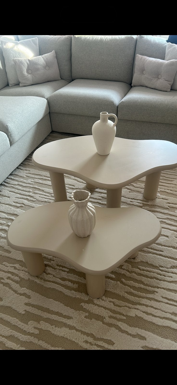 Set van 2 beige salontafels, Ophalen of Verzenden, Zo goed als nieuw
