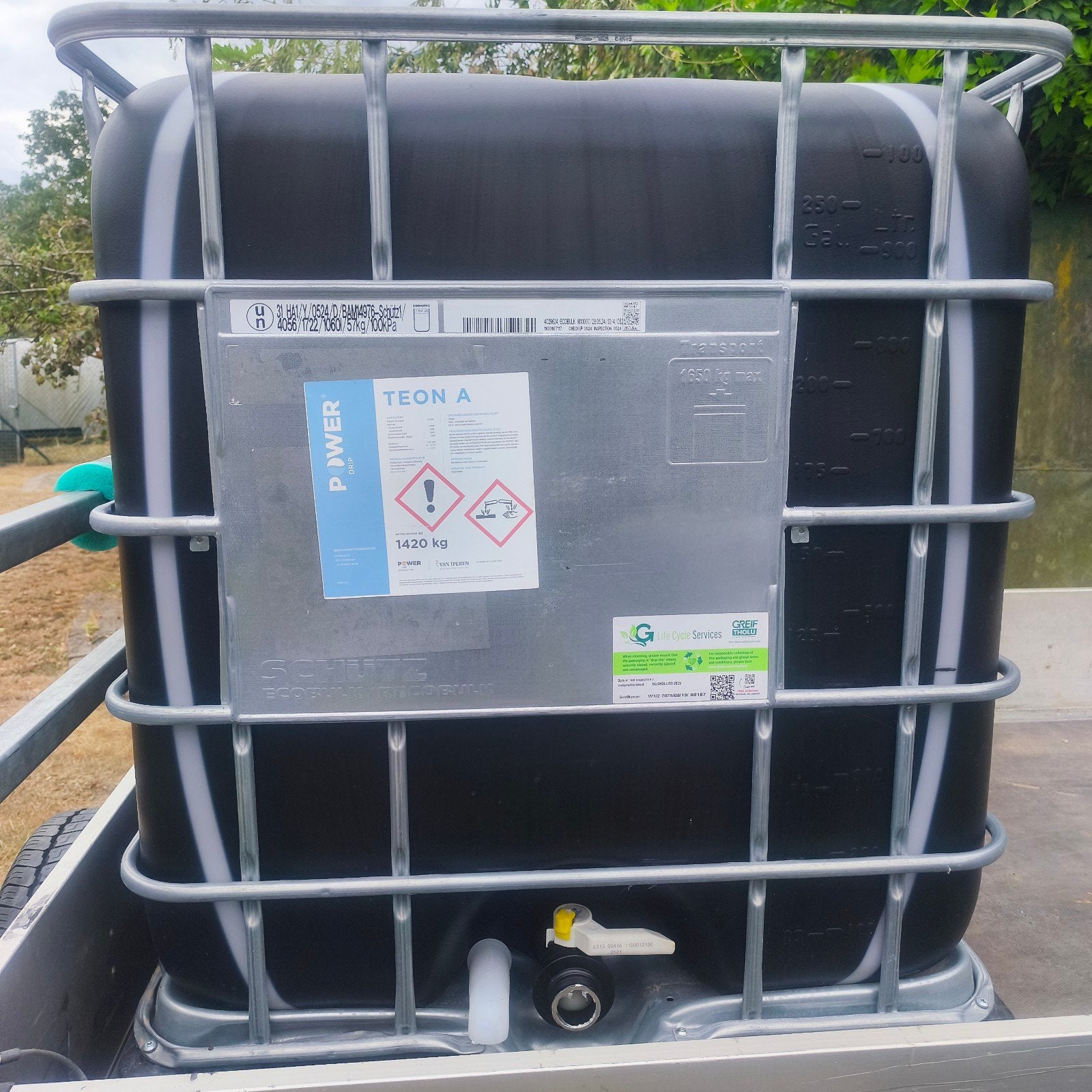 IBC container zwart, Tuin en Terras, Regentonnen, Ophalen, Kunststof, Met kraantje, 150 liter of meer