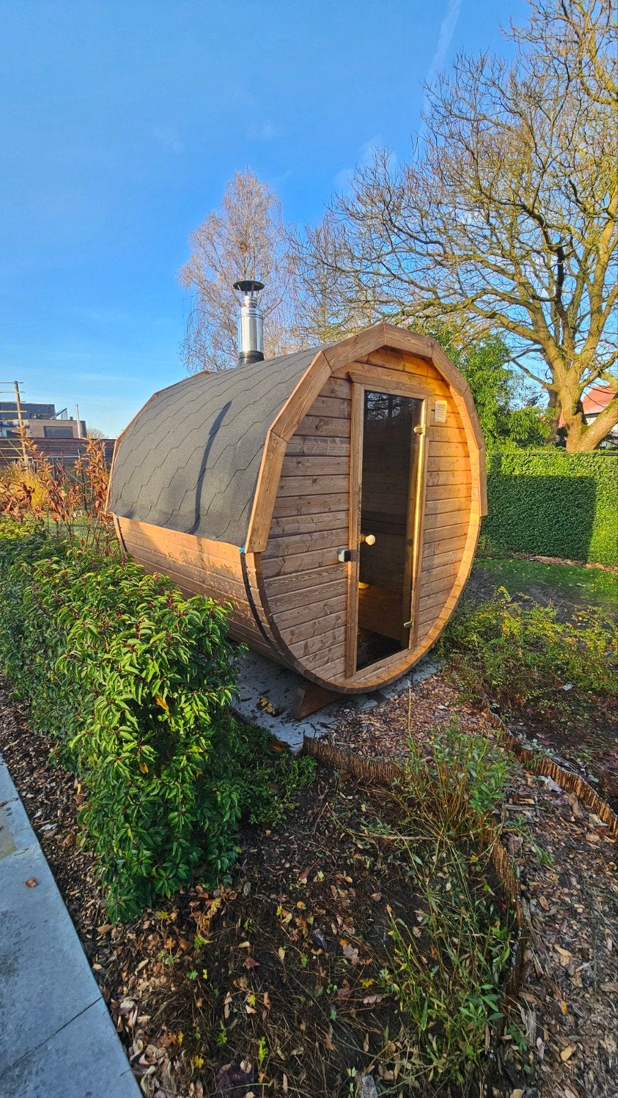 Livraison et installation gratuites du sauna 2M Barrel - 10 , Sports & Fitness, Enlèvement ou Envoi, Neuf, Finlandais ou Traditionnel