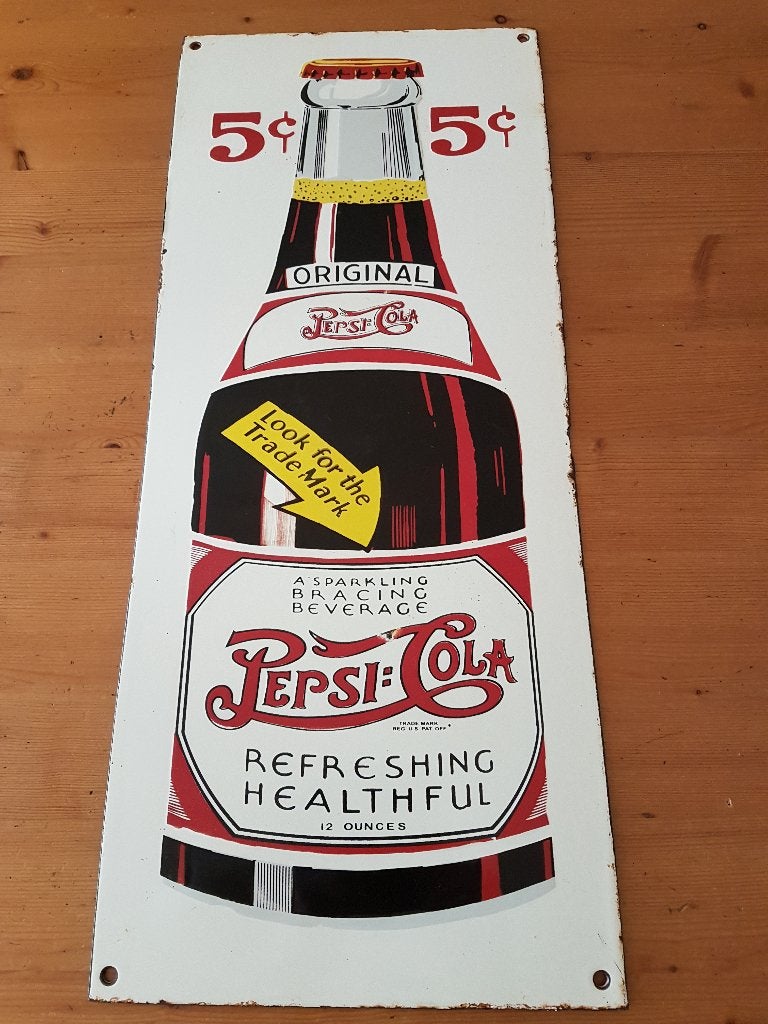 Pepsi Cola Vintage emaille bord, Verzamelen, Merken en Reclamevoorwerpen, Ophalen of Verzenden, Gebruikt, Reclamebord