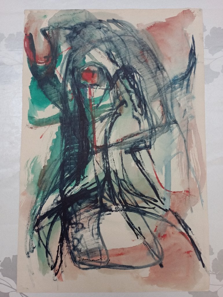 Technique mixte sur papier,Nicolas Damianakis,1962,62x40,B25, Antiquités & Art, Enlèvement ou Envoi