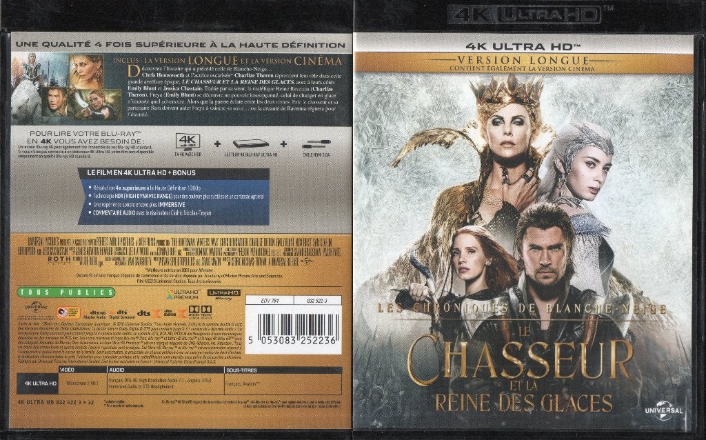 le chasseur et la reine des glaces (4K ultra hd) neuf, CD & DVD, Blu-ray, Comme neuf, Science-Fiction et Fantasy, Enlèvement ou Envoi