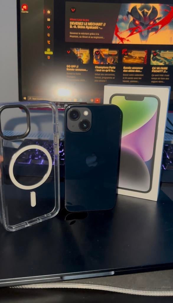 Iphone 14 + coque Rhinoshield, Télécoms, Avec simlock (verrouillage SIM), 128 GB, Comme neuf, Enlèvement