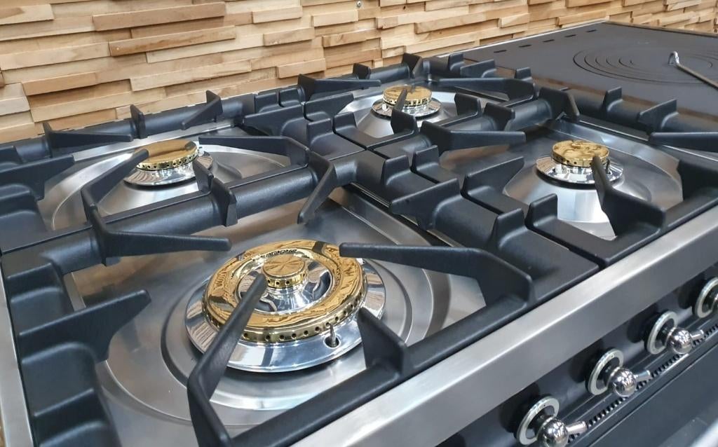 🔥Luxe Boretti Fornuis 120cm antraciet rvs Coupe de Feu 5pit, Elektronische apparatuur, Fornuizen, Ophalen, 60 cm of meer, Zo goed als nieuw