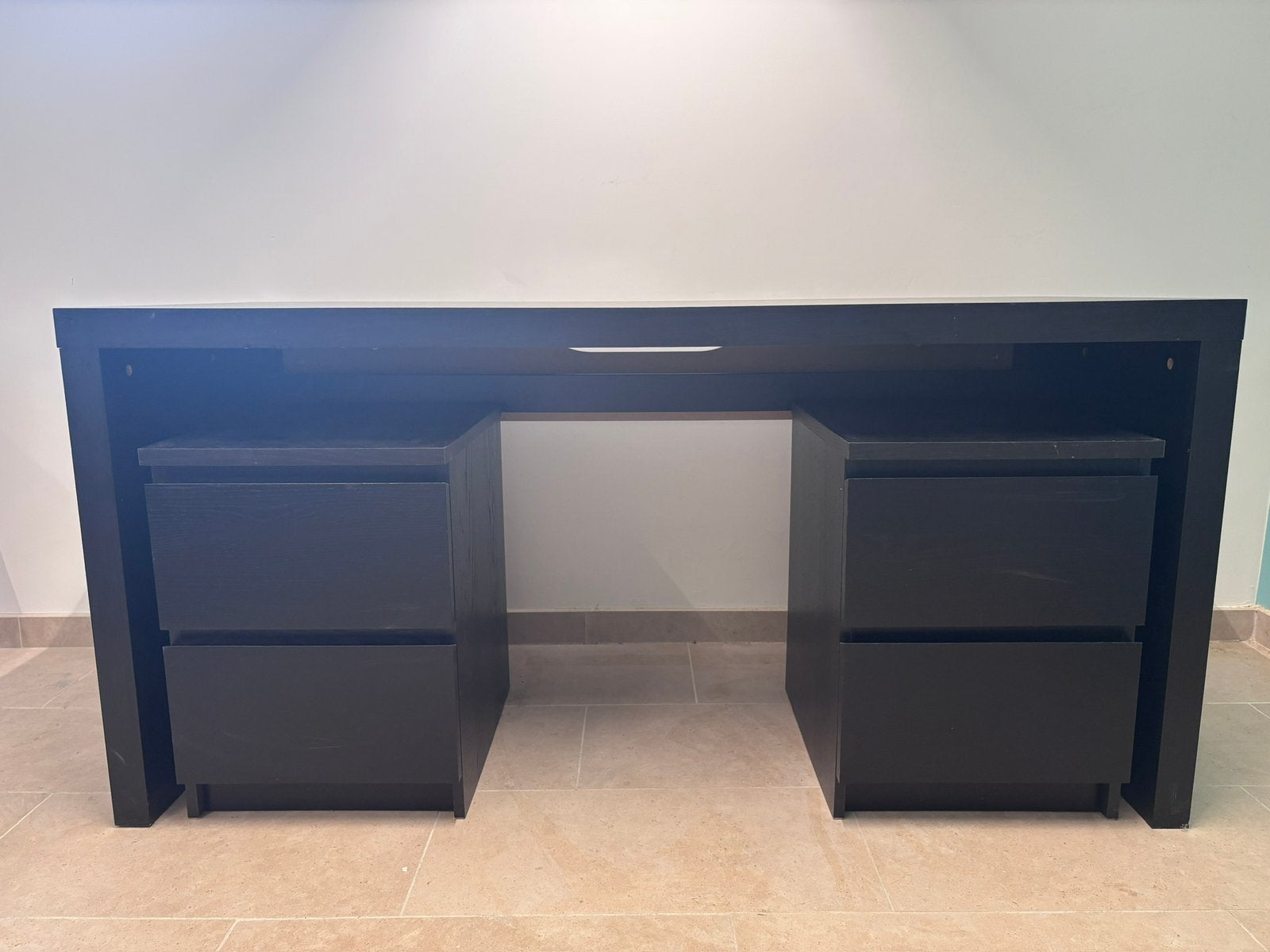 Zwarte bureau + 2 kastjes - Ikea, Huis en Inrichting, Ophalen, Zwart, Zo goed als nieuw, IKEA
