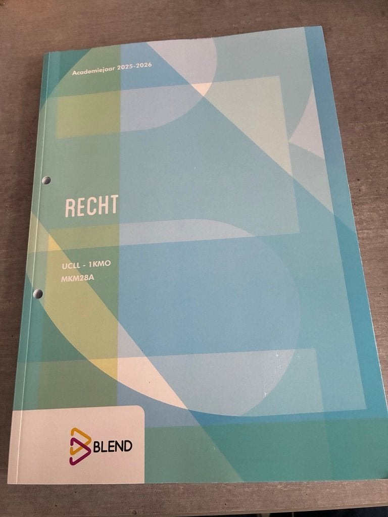 Recht — UCLL 1KMO, 2025–2026, Boeken, Ophalen of Verzenden, Zo goed als nieuw, Hogeschool, Gamma