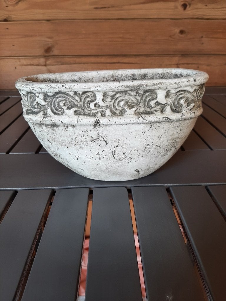 bloempot in aardewerk,vintage, Tuin en Terras, Bloempotten, Gebruikt, Aardewerk, Binnen, Balkon, Tuin, Minder dan 40 cm, Overige vormen