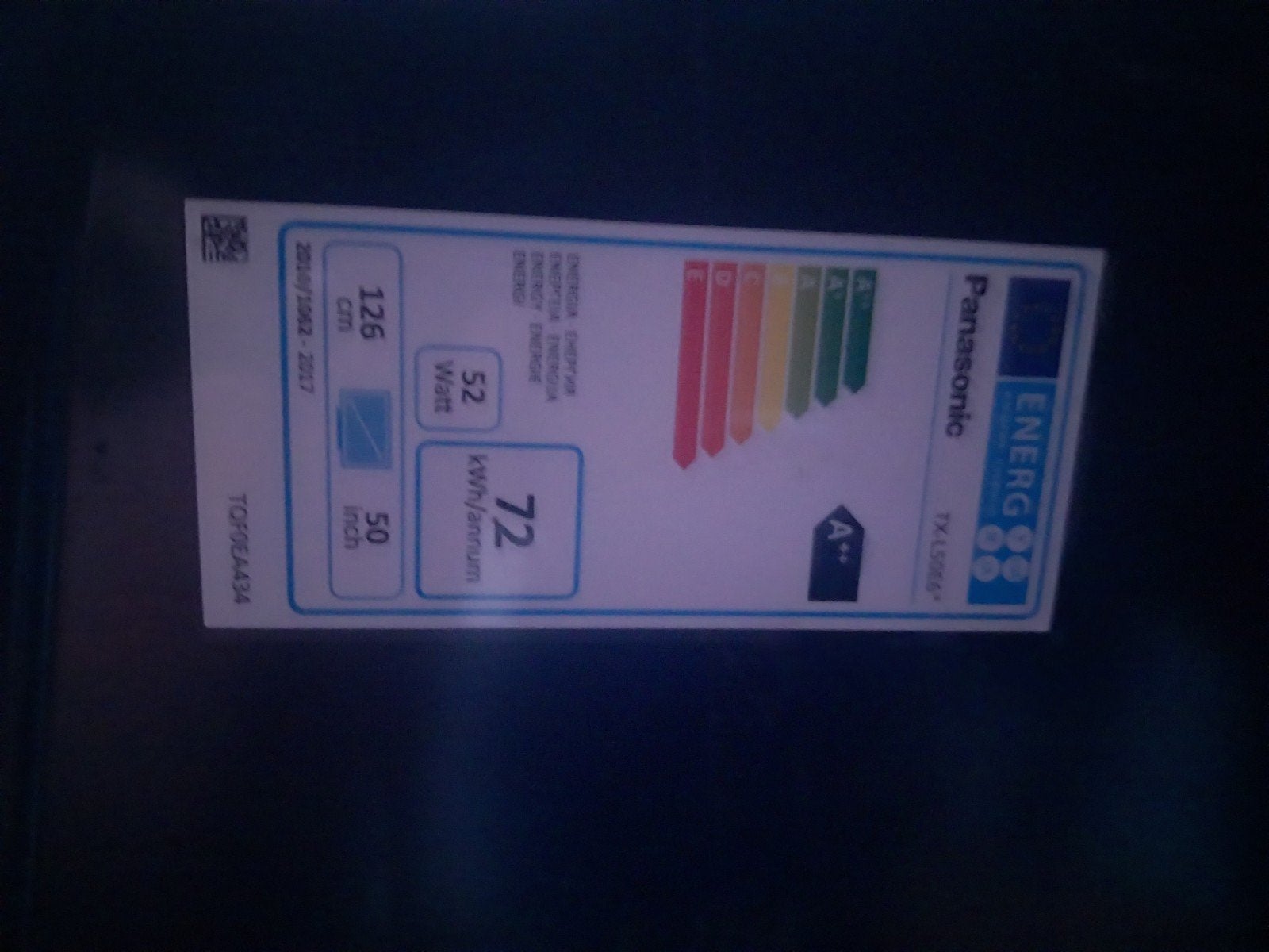 Tv Panasonic  126 50 inch, Enlèvement