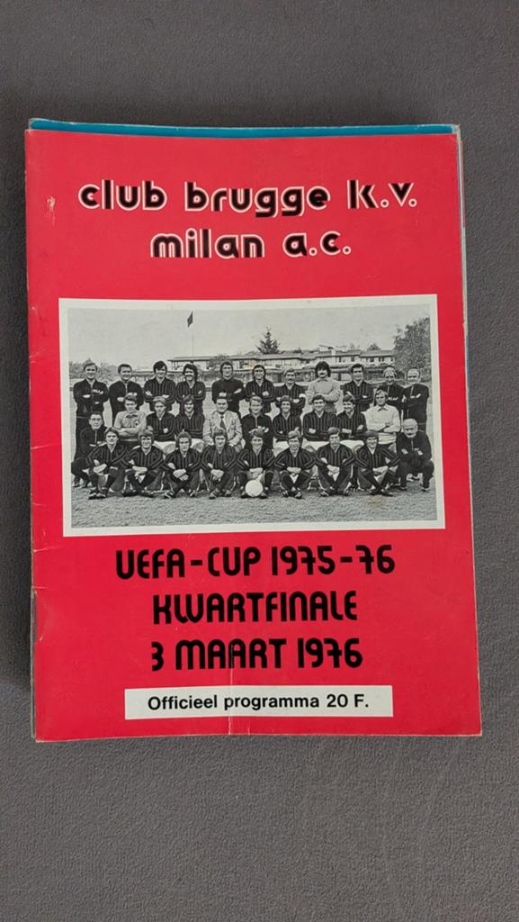 Programmaboekje Club Brugge - AC Milan van 03/03/1976, Ophalen of Verzenden, Gebruikt