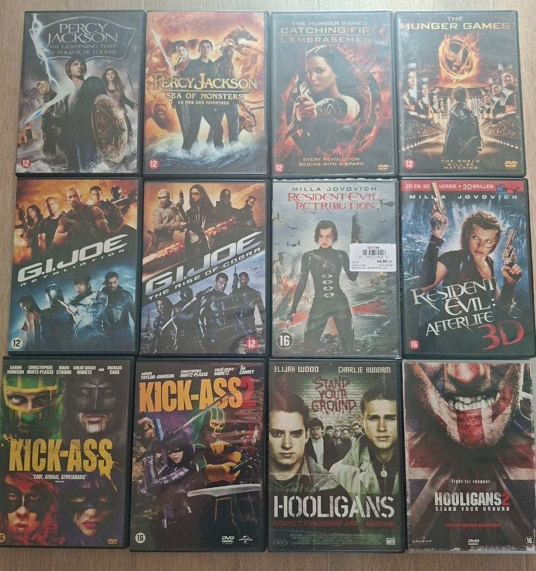 Pakket van 12 Actie- en Avontuurfilms op DVD (o.a. Hunger Ga, Enlèvement ou Envoi, Action