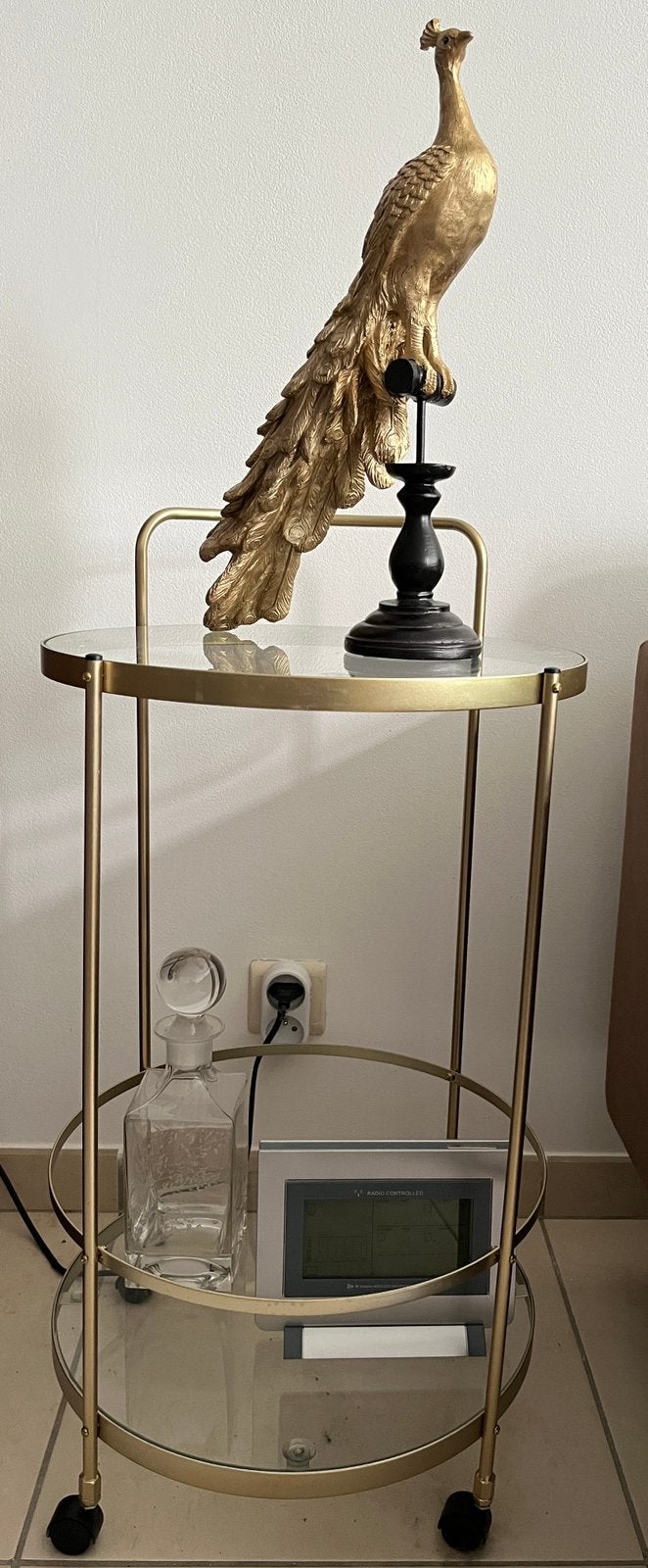 Bar(bijzet)tafel op wielen, Ophalen, Zo goed als nieuw, Glas