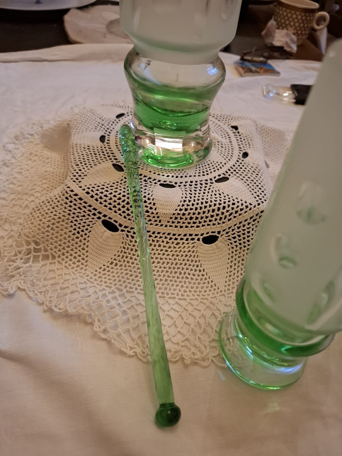 Service verre vintage depoli vert, Enlèvement ou Envoi