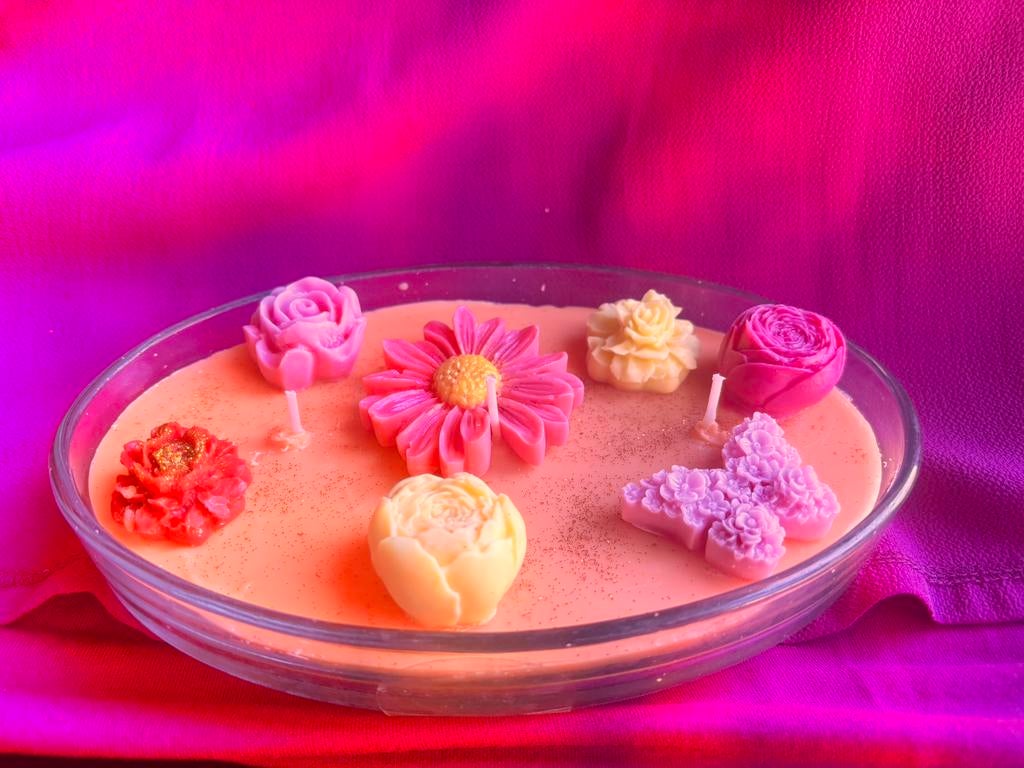 Handgemaakte decoratieve kaars Lente & bloemen, Enlèvement ou Envoi, Neuf, Autres couleurs, Bougie