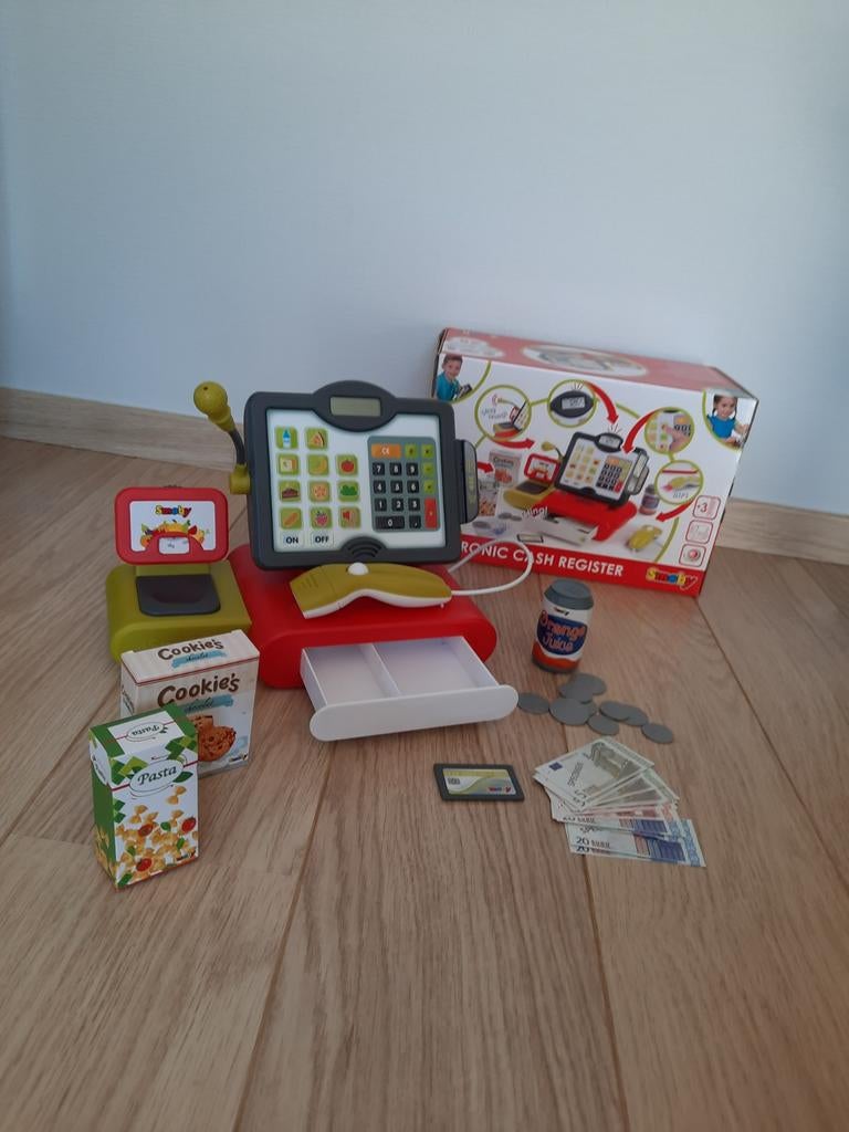 Caisse enregistreuse électronique Smoby avec accessoires, Enlèvement, Comme neuf, Garçon ou Fille