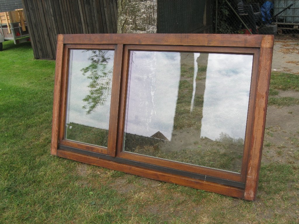 raam in hardhout merbau, Double vitrage, 160 cm ou plus, Fenêtre de façade ou Vitre, Enlèvement