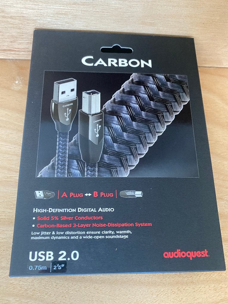 AudioQuest Carbon USB 2.0 A-B kabel 0,75m, Audio, Tv en Foto, Audiokabels en Televisiekabels, Ophalen of Verzenden, Zo goed als nieuw