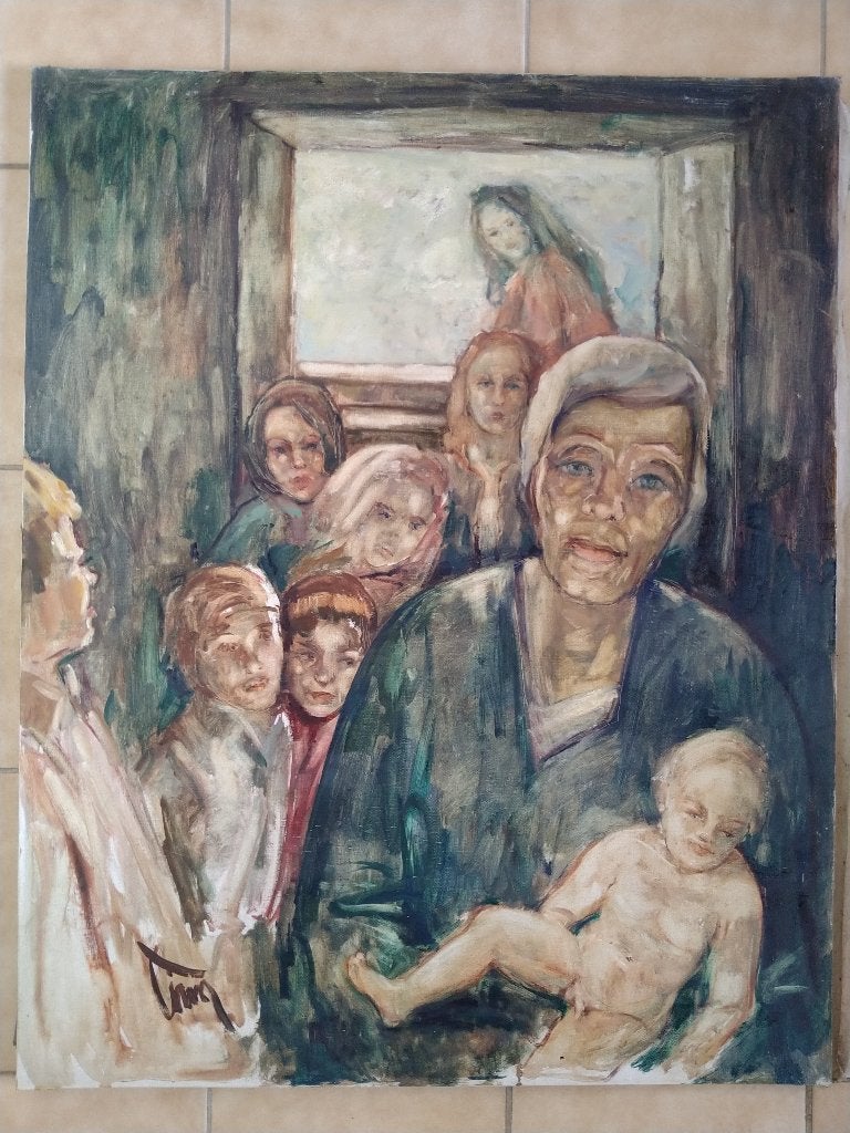 schilderij piron, Antiek en Kunst, Kunst | Schilderijen | Klassiek, Doek, Portret of Personen, Ophalen of Verzenden, Olieverf