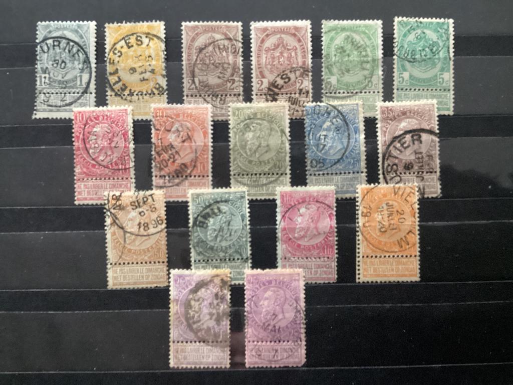 Gestempelde reeks COB 53-67 met kleurvariaties, Postzegels en Munten, Verzenden, Gestempeld