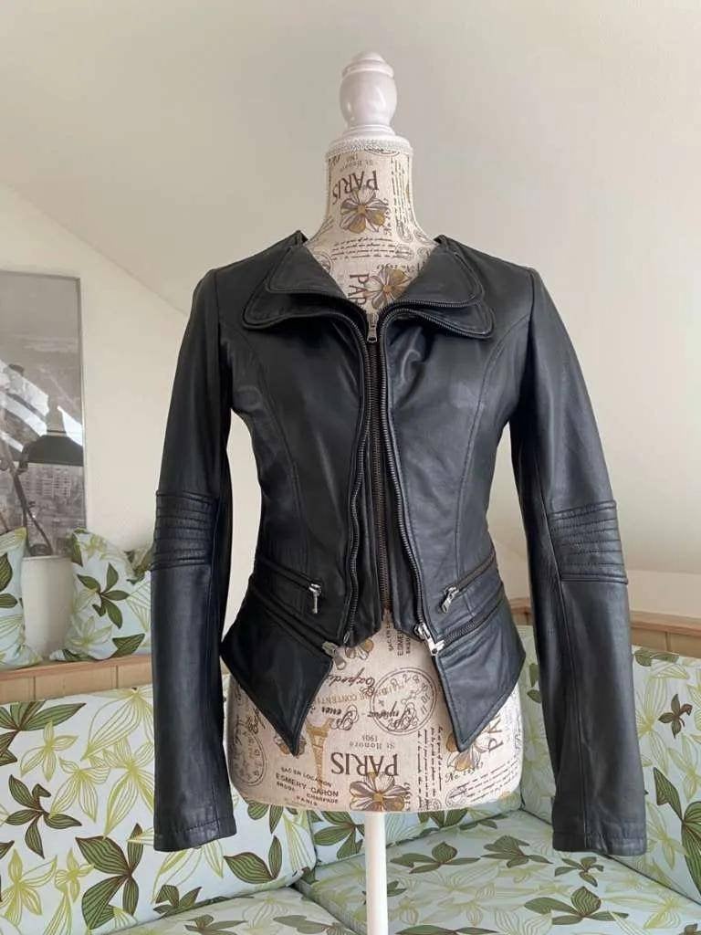 Souvenir Lederen Jas (Echt leer) Gr. S, Kleding | Dames, Ophalen of Verzenden, Maat 36 (S), Zwart
