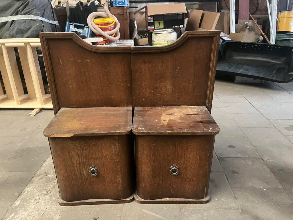 vintage houten bankje met opbergruimte, Ophalen