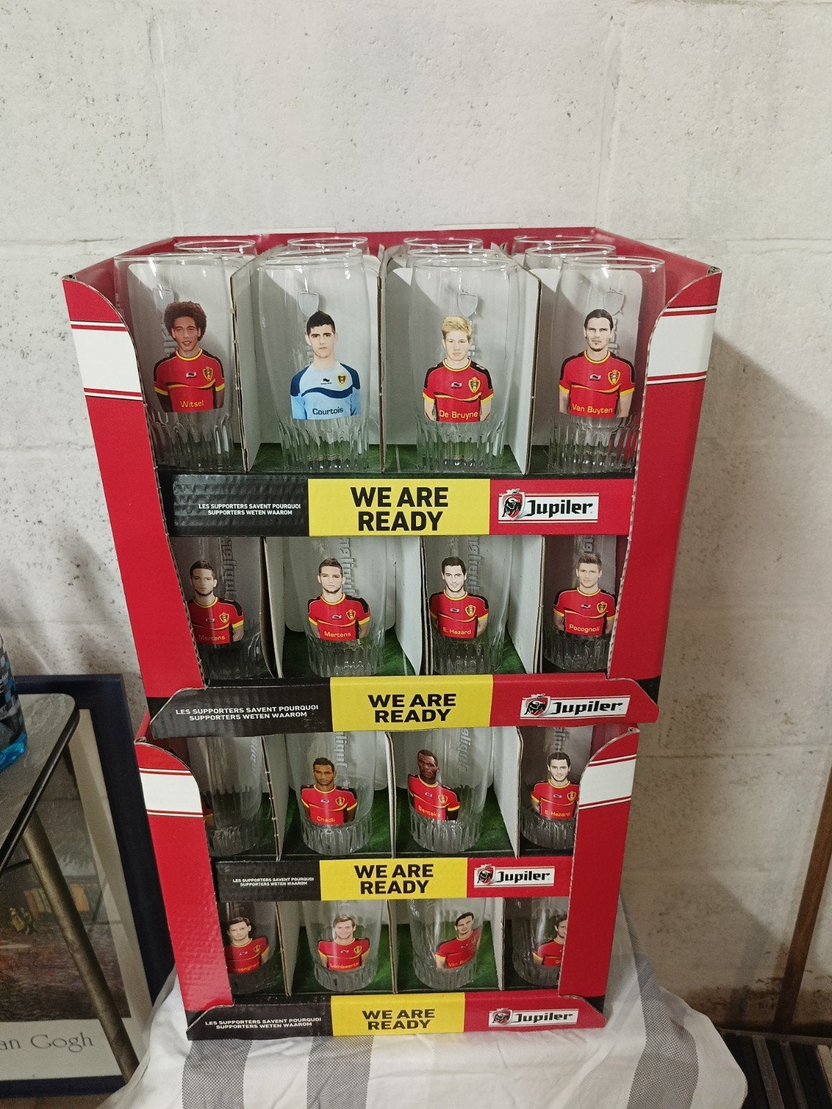 47 bierglazen: Rode Duivels., Ophalen, Nieuw, Glas of Glazen, Jupiler