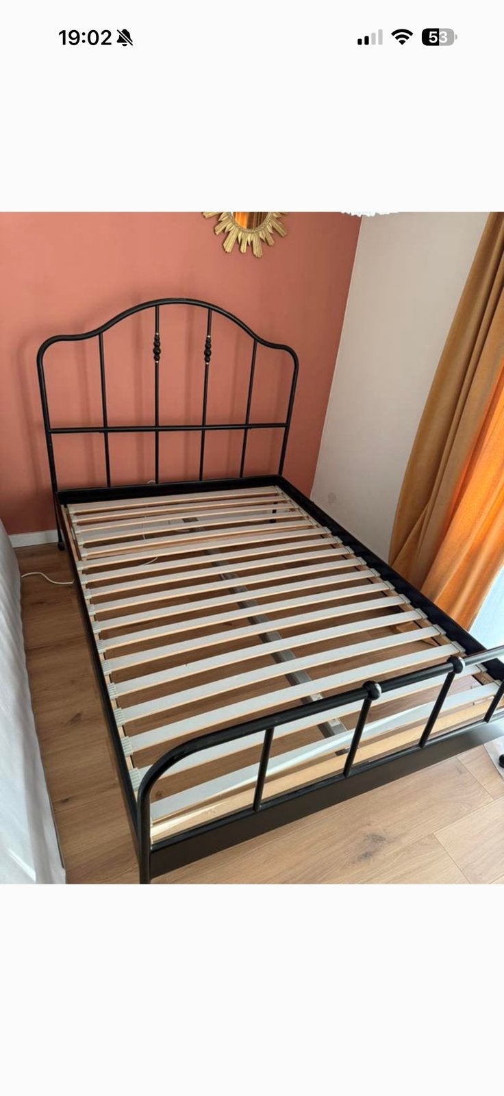 Ikea metalen bed met latenbodem, Huis en Inrichting, Slaapkamer | Bedden, Ophalen, Zo goed als nieuw