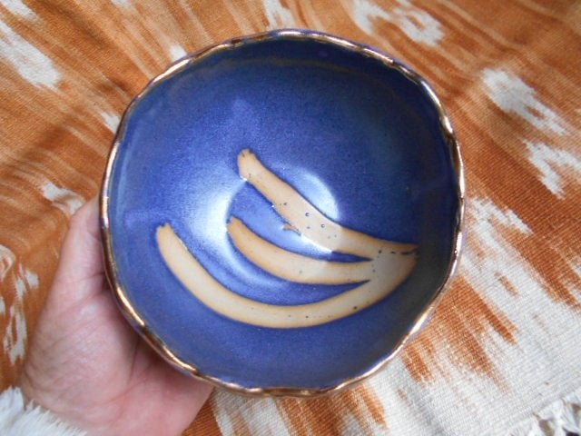 mooi keramiek kobaltblauw en goud, gemerkt, Antiek en Kunst, Ophalen of Verzenden