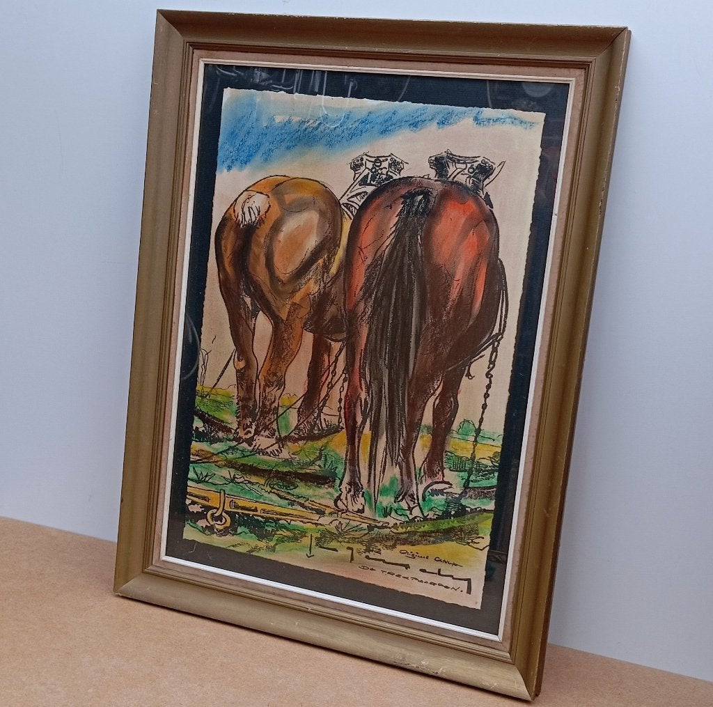 PEINTURE STEFAAN TESSELY, Enlèvement ou Envoi, Encadré, Animaux, Papier