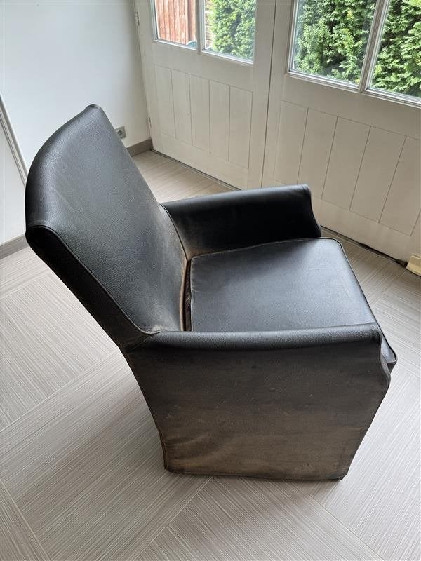 Kleine zeteltjes/stoelen bruin leer op wieltjes (4 stuks), Huis en Inrichting, Ophalen, Bruin, Leer, Zo goed als nieuw