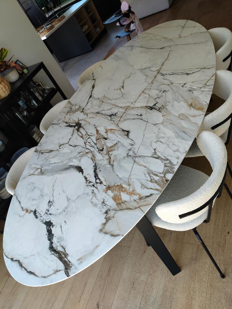 Ovale eettafel, Huis en Inrichting, Ophalen, Overige materialen, 100 tot 150 cm, Vijf personen of meer