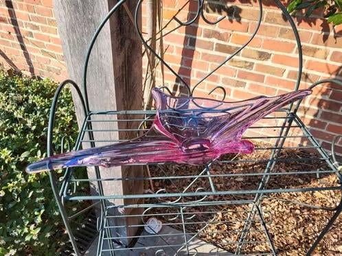 Prachtige Vintage XXL Glazen Design Schaal – Roze/Paars, Antiek en Kunst, Ophalen