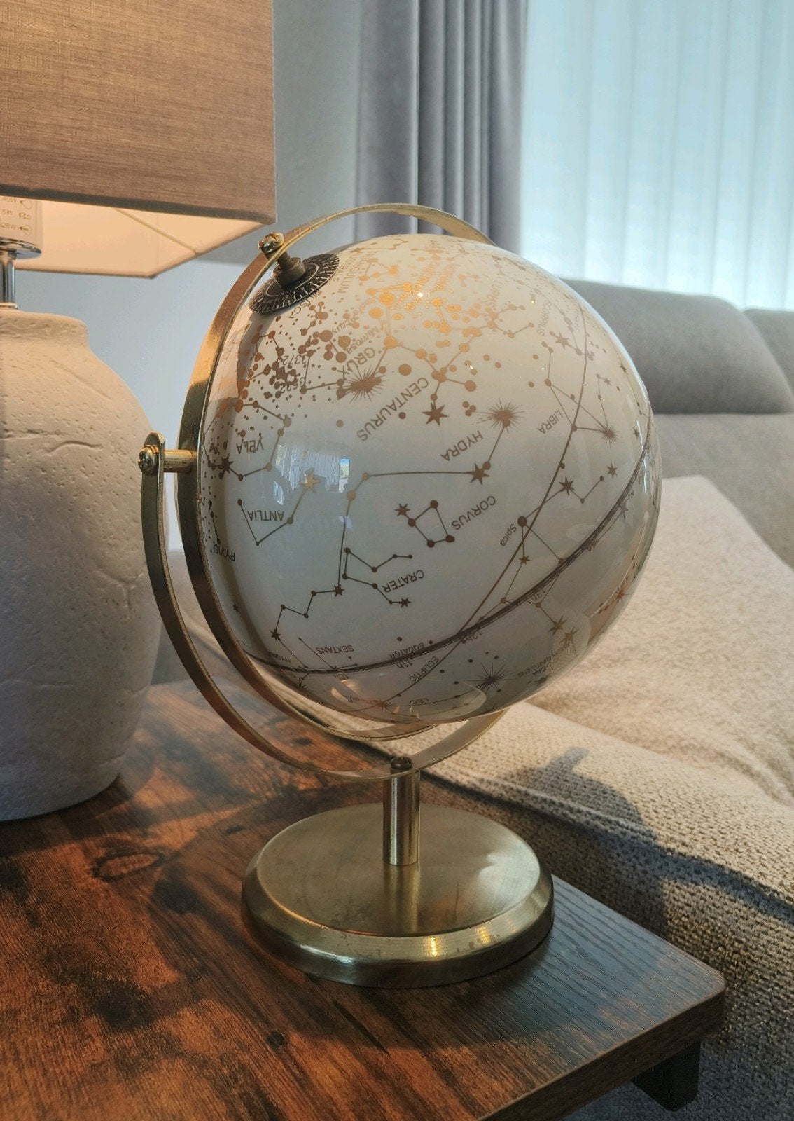 Wereldbol sterrenstelsel - decoratie, Gebruikt, 20 cm, Draaibaar, Ophalen of Verzenden